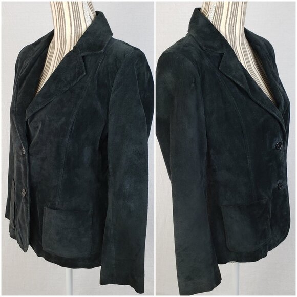 Uniform John Paul Richard Leather Suede Jacket Blazer Black size 6 Y2K 90s - Picture 5 of 14